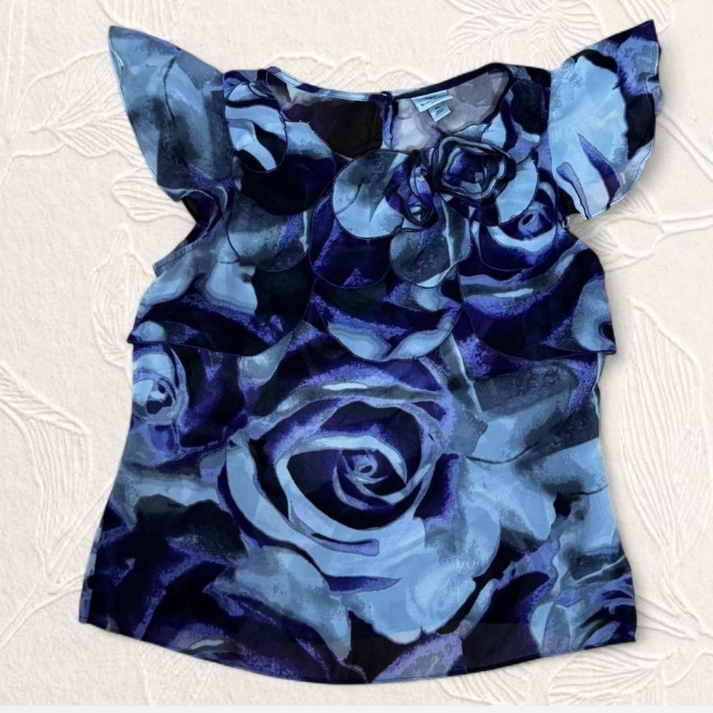 Black & purple Floral Blouse size - Picture 1 of 4